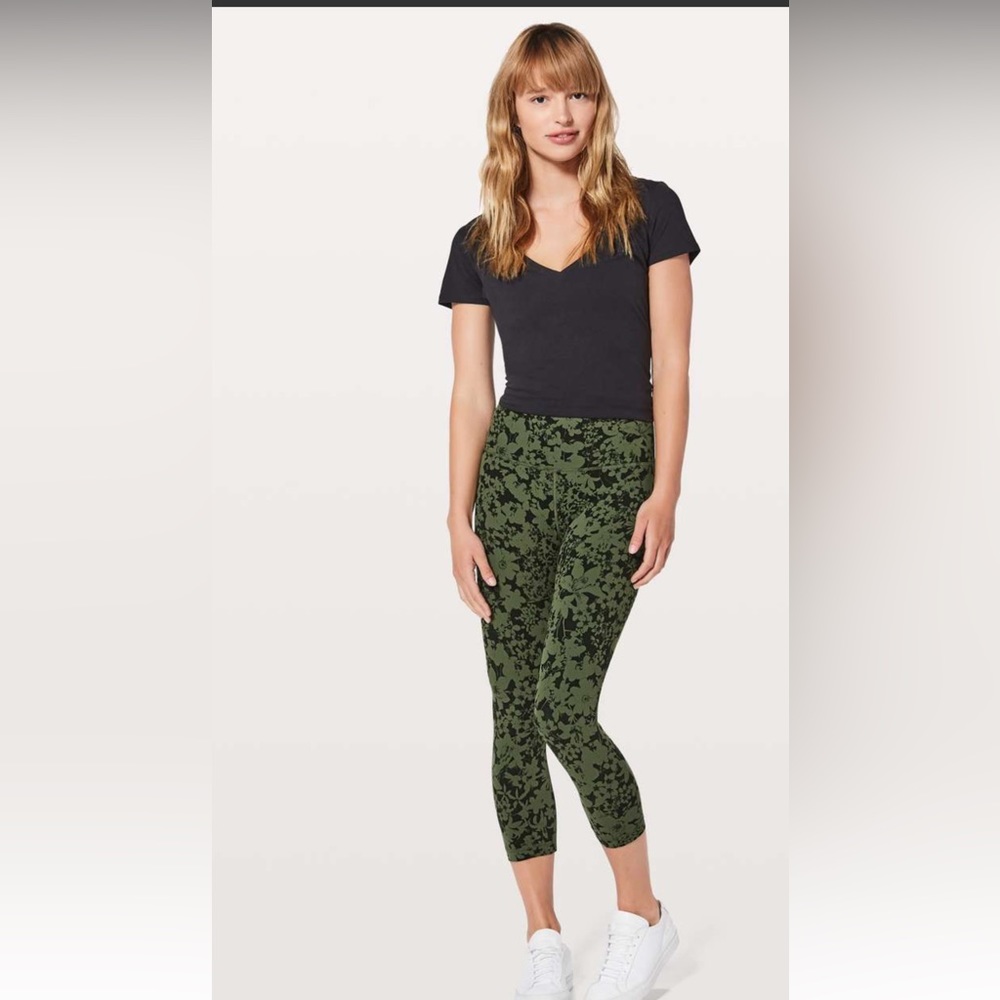 Lululemon Align Crop Green Floral 21 inch